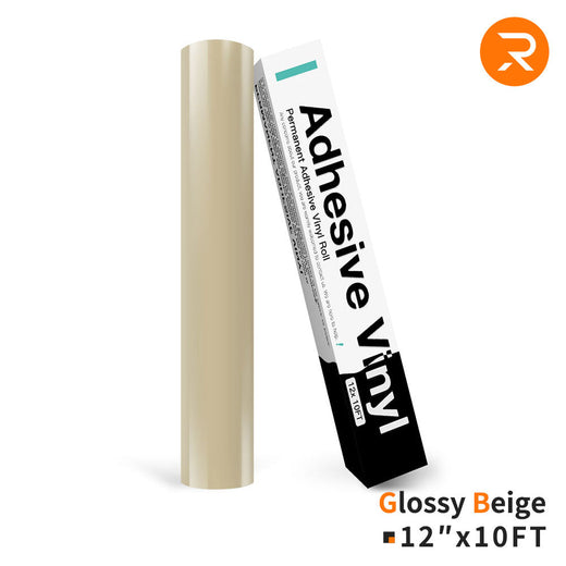 Permanent Adhesive Vinyl Roll - 12"x10 Ft Glossy Beige