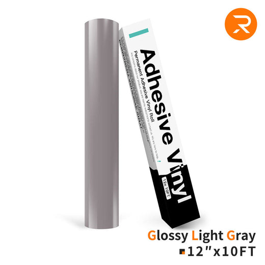 Permanent Adhesive Vinyl Roll - 12"x10 Ft Glossy Light Gray