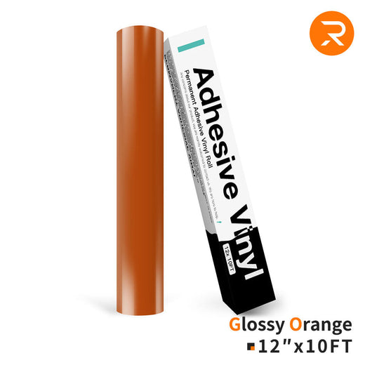 Permanent Adhesive Vinyl Roll - 12"x10 Ft Glossy Orange