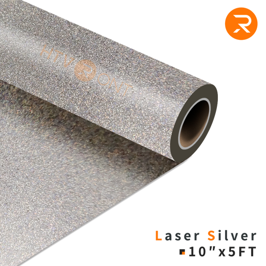 Glitter Heat Transfer Vinyl Roll - 10"x5 Ft Laser Silver 