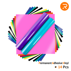 Glossy Adhesive Vinyl Bundle - 12"x12" 14 Pack (12 Assorted Colors)