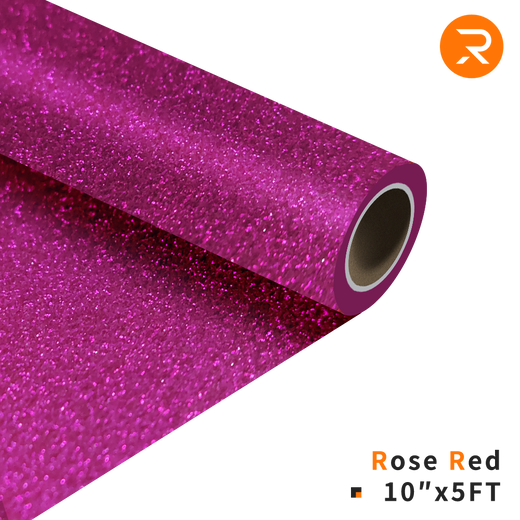 Glitter Heat Transfer Vinyl Roll - 10"x5 Ft Rose Red