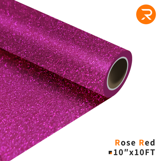 Glitter Heat Transfer Vinyl Roll - 10"x10 Ft  Rose Red