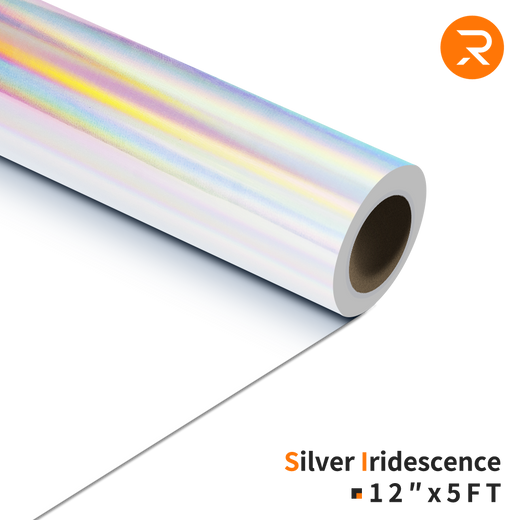 Soft Metallic Heat Transfer Vinyl Roll - 12"x 5 Ft  Silver Iridescence