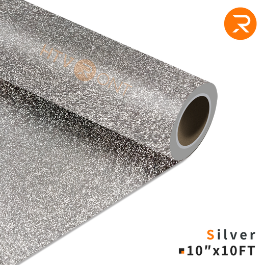 Glitter Heat Transfer Vinyl Roll - 10"x10 Ft  Silver