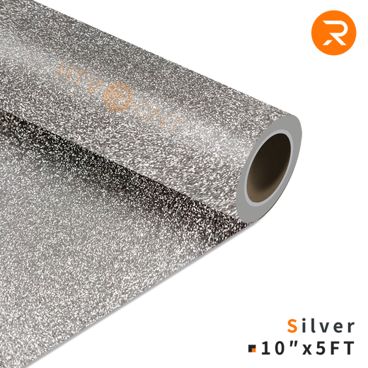 Glitter Heat Transfer Vinyl Roll - 10"x5 Ft Silver 