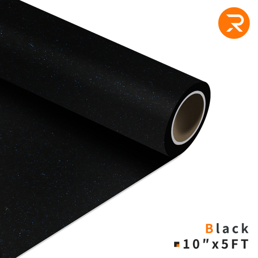 Glitter Heat Transfer Vinyl Roll - 10"x5 Ft Black