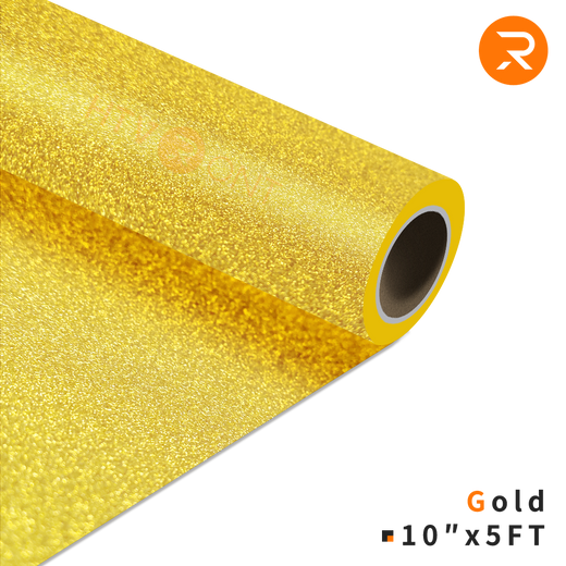 Glitter Heat Transfer Vinyl Roll - 10"x5 Ft Gold