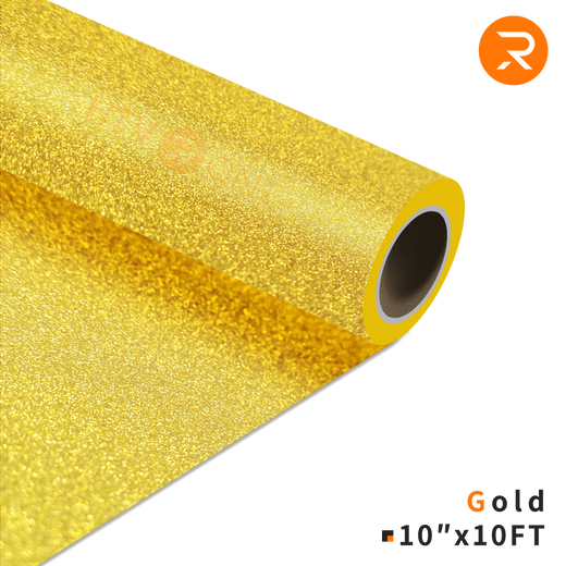 Glitter Heat Transfer Vinyl Roll - 10"x10 Ft  Gold