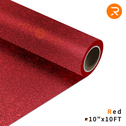 Glitter Heat Transfer Vinyl Roll - 10"x10 Ft  red