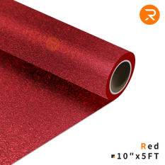 Glitter Heat Transfer Vinyl Roll - 10"x5 Ft Red
