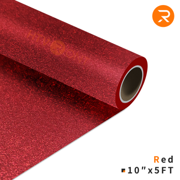 Glitter Heat Transfer Vinyl Roll - 10"x5 Ft Red